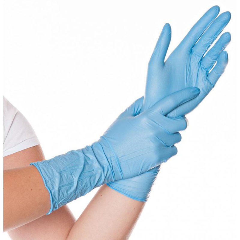 HYGOSTAR gants nitrile SAFE LONG, taille M, noir, sans poudre, 100 pièces